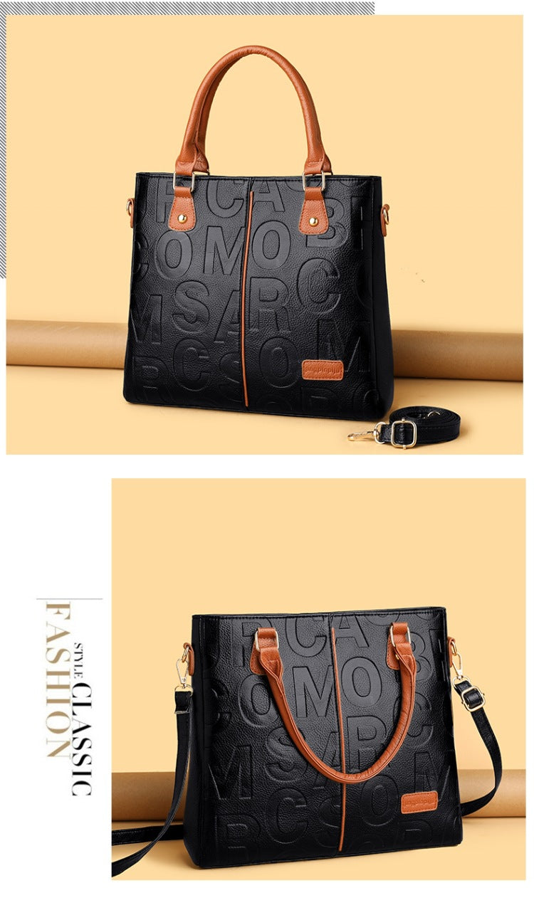 Women's Large Capacity Leather Printing Shoulder Bag