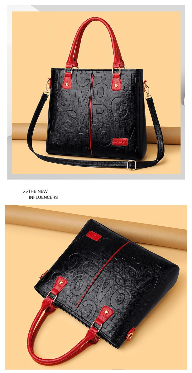 Women's Large Capacity Leather Printing Shoulder Bag