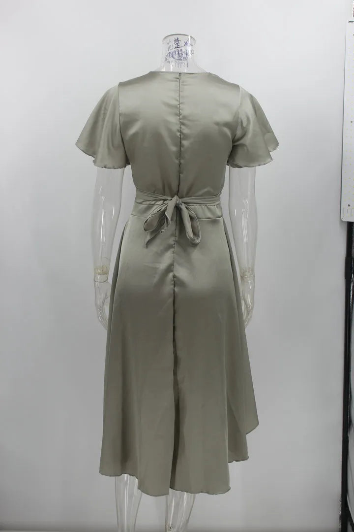 Summer Women's V-neck Irregular Dress