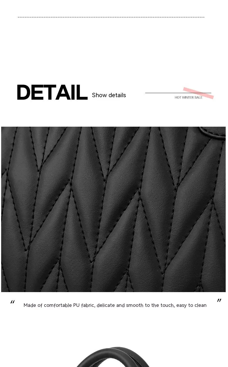 Embroidered Diamond Pattern Fashionable Handbag With Large Capacity