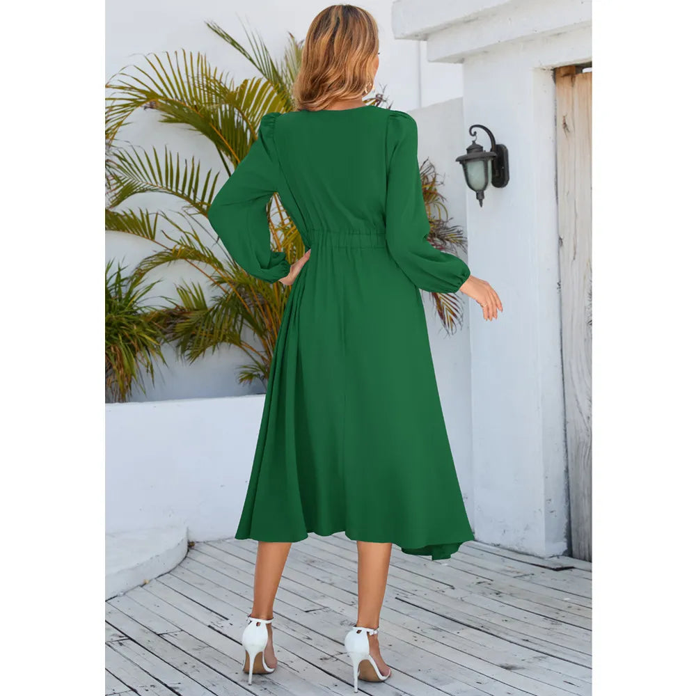 Autumn And Winter Long Sleeve Round Neck Bowknot Dress