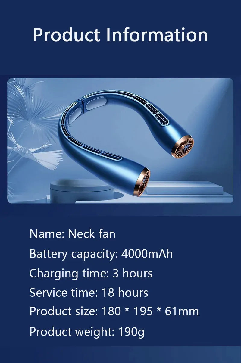 Summer Fan Portable Little Fan Charging Mute Bladeless Wall Mounted Air Conditioner Neck Hanging Neck Refrigeration Outdoor
