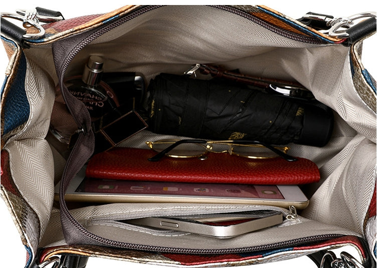 New Simple Stitching Fashion Shoulder Bag Large Capacity Totes PU Soft Texture Casual Light Trendy Handbag