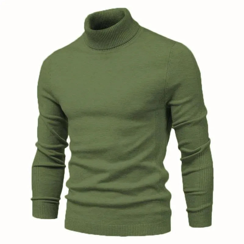 Men's Solid Color Slim Pullover Turtleneck Sweater Winter Casual Tops Clothing
