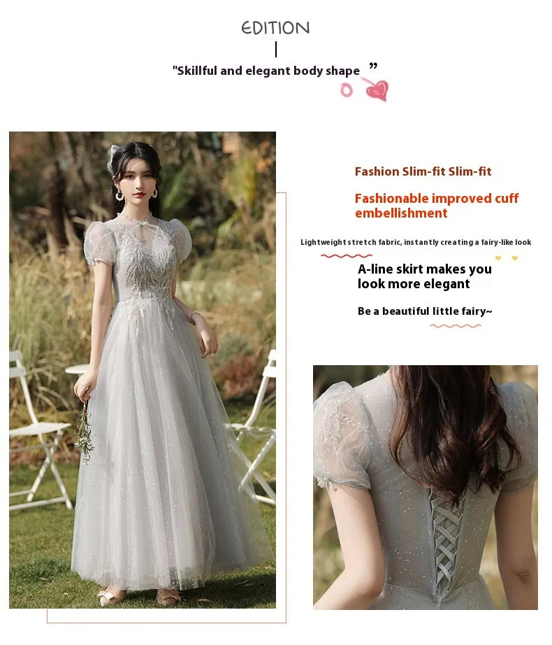 Dress Sisters Dress Female Gray Slim Fit Girlfriend Clothes