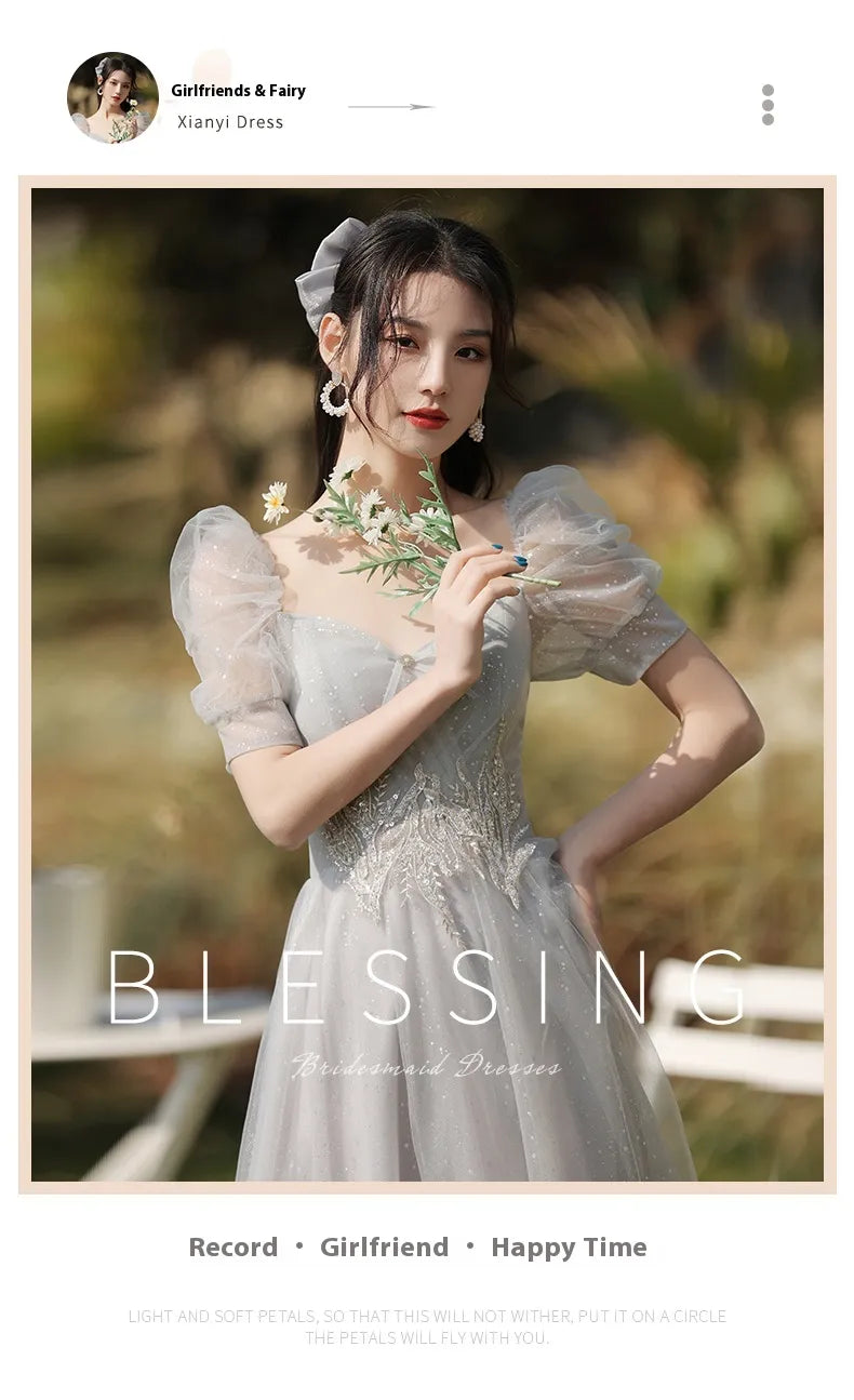Dress Sisters Dress Female Gray Slim Fit Girlfriend Clothes