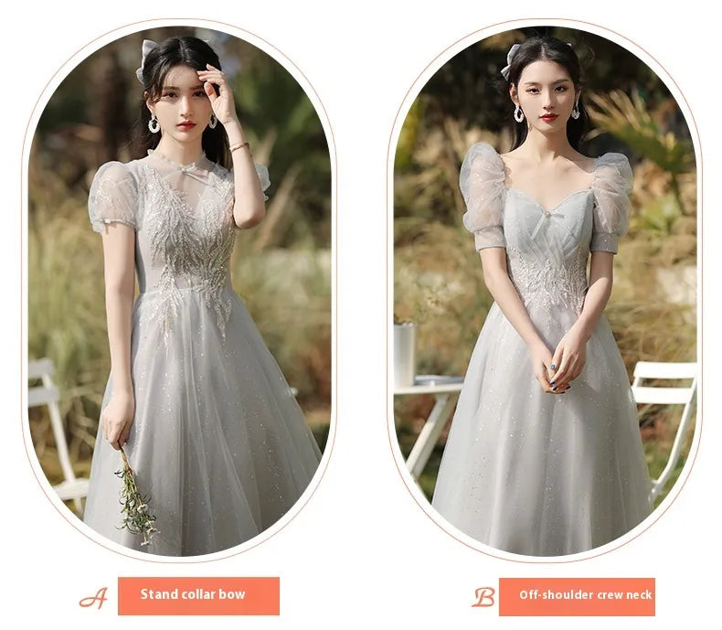 Dress Sisters Dress Female Gray Slim Fit Girlfriend Clothes