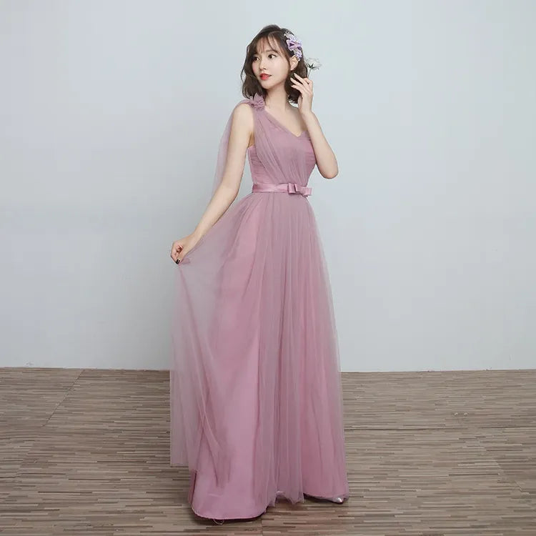 Bridesmaid Dress Long Cameo Brown Mesh Comfortable Thin Satin Bridesmaid Host Dinner Dress