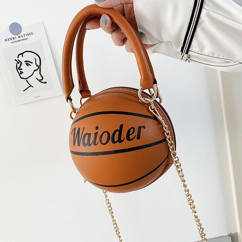 Basketball Shape Chain Shoulder Crossbody Handbags for Women