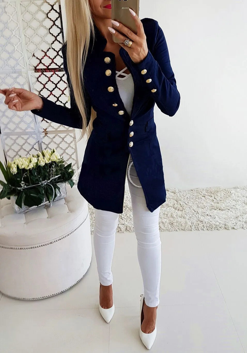 Women's Long-sleeved Breasted Slim Fit Small Business Suit Coat