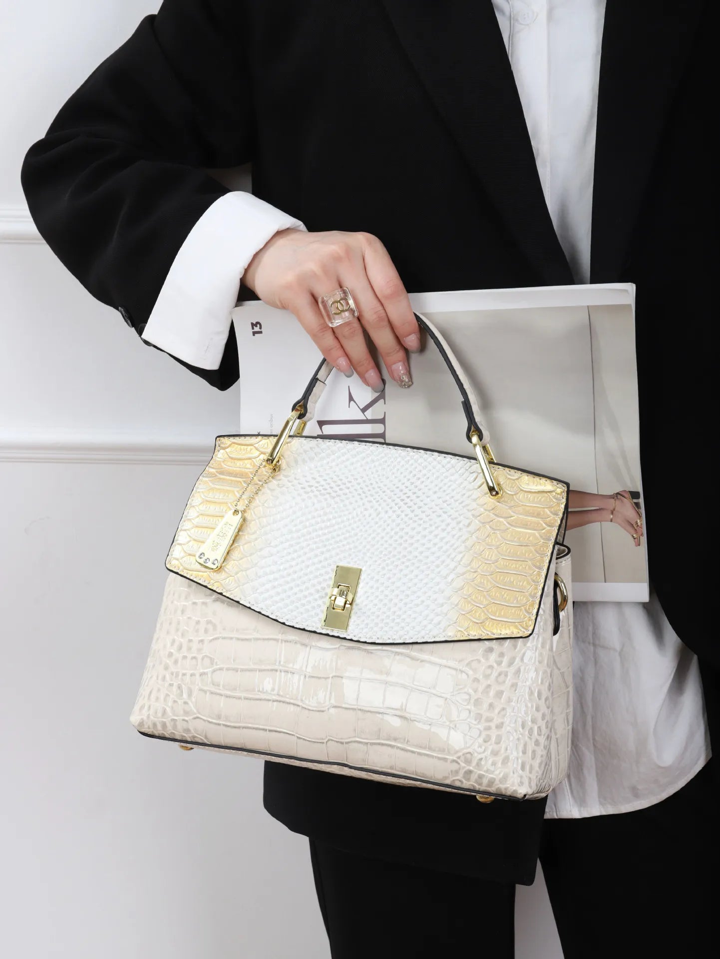 Snake Pattern Women's Bag Handbag Colorful Crocodile Pattern Crossbody Bag