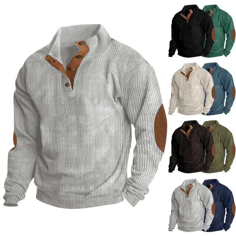 Corduroy Casual Stand Collar Long-sleeved Sweater