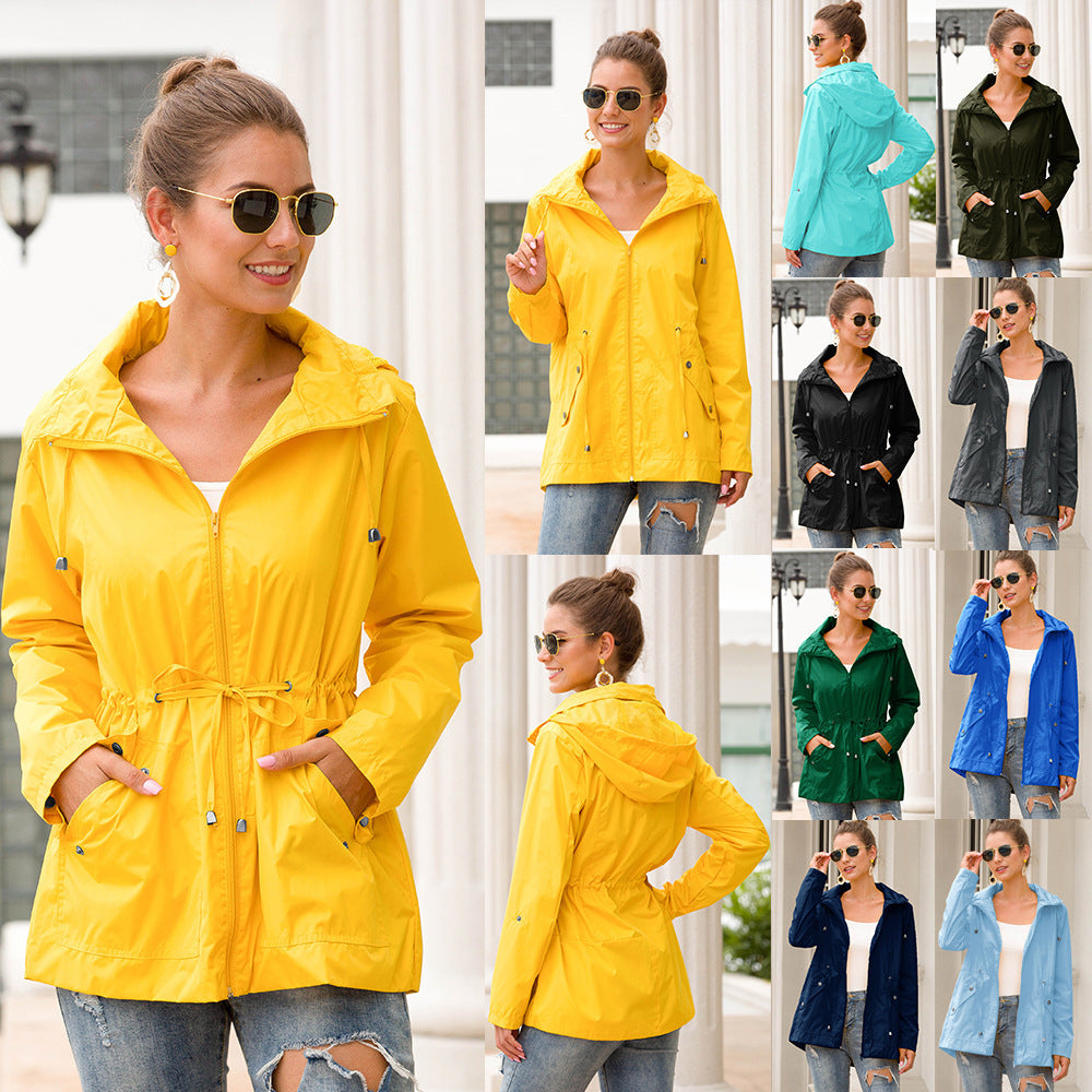 Women's Cinched Hoodie Outdoor Mountaineering Rain Jacket