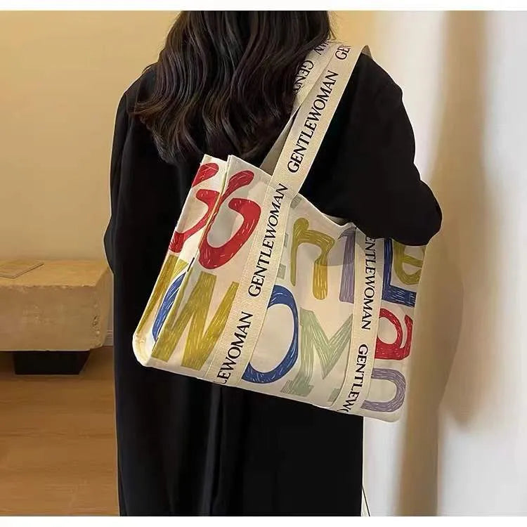 Large Capacity Canvas Women's Travel Tote Portable Shopping Bag