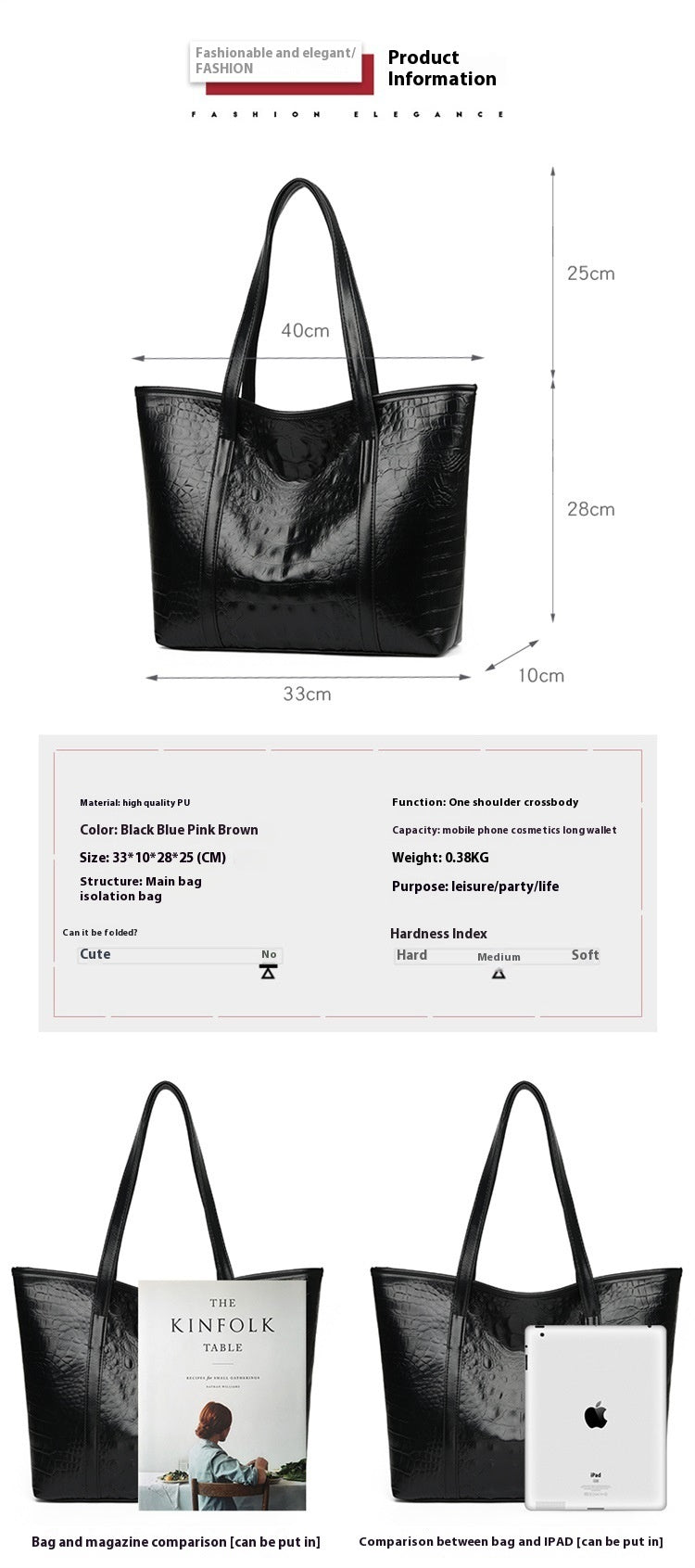 Women's Soft Leather Portable Large Capacity Shoulder Bag