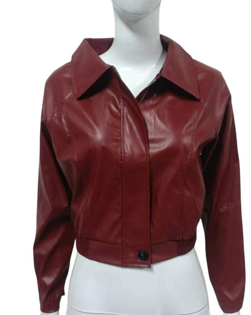 Leather Short Jacket Vintage Zipper American Casual Motorcycle