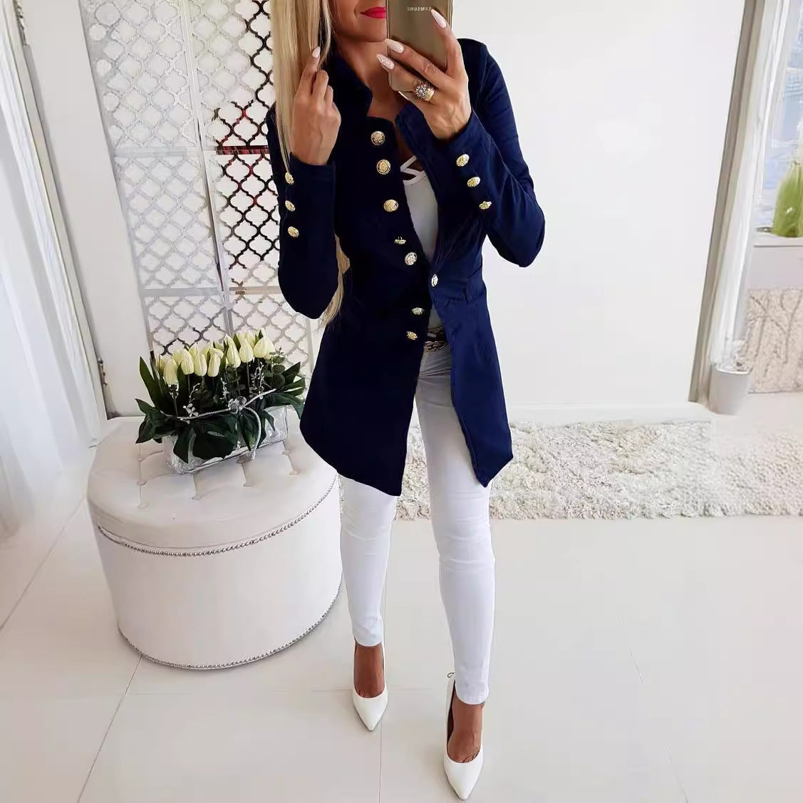 Women's Long-sleeved Breasted Slim Fit Small Business Suit Coat
