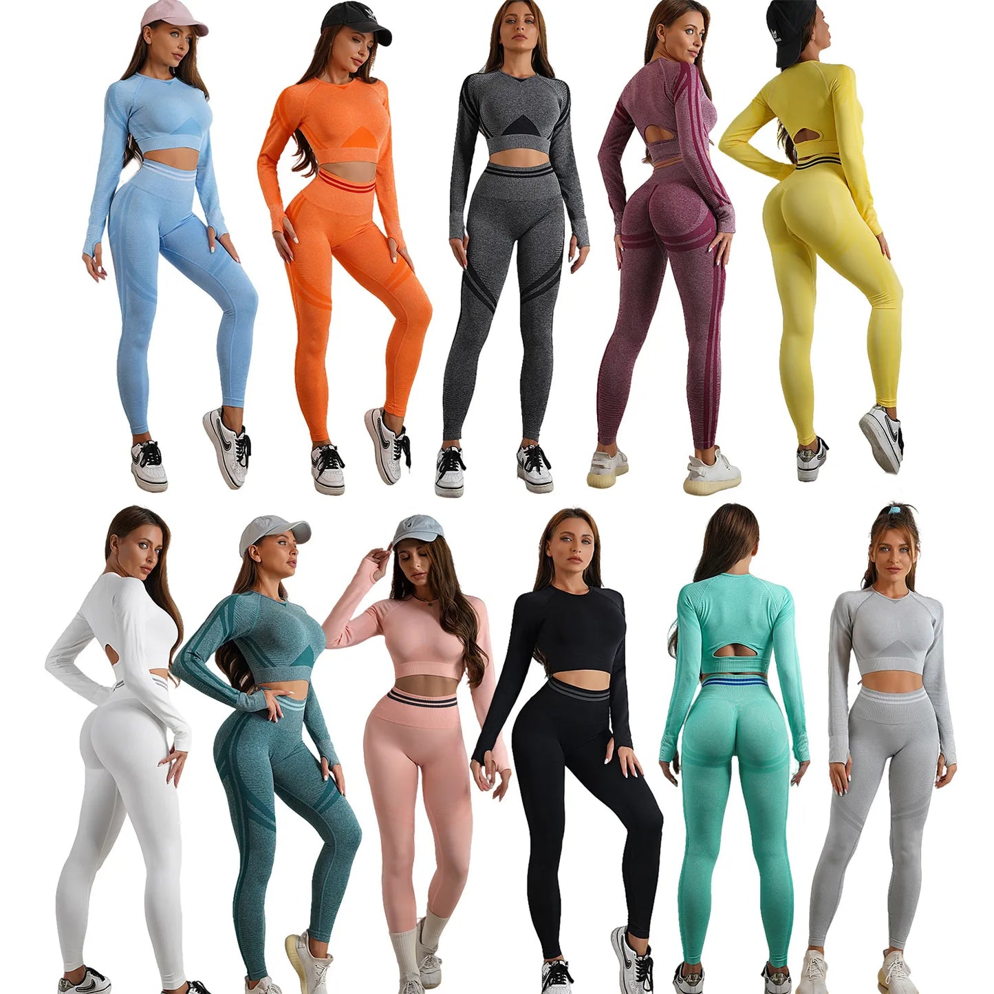 Seamless Sports Set For Women Workout Outfit Booty Yoga Pant