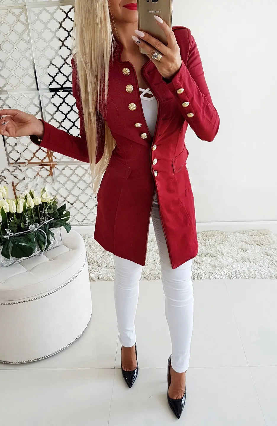 Women's Long-sleeved Breasted Slim Fit Small Business Suit Coat
