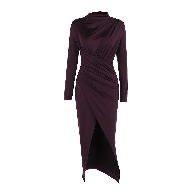 Slit Slim-fitting Long Dress Women's Clothing