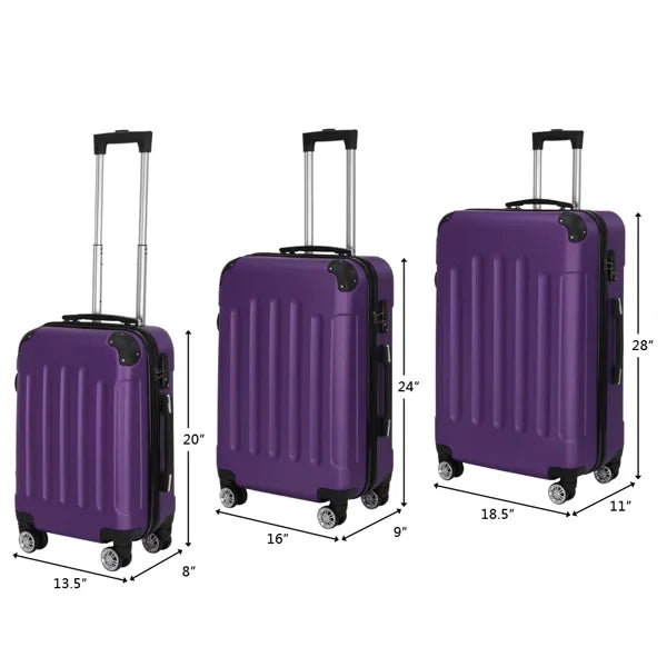 Three In One Handle Universal Wheel With 4 Corner Guards Pull Rod Box, 20in, 24in, 28in ABS Aluminum Alloy Pull Rod, Classic Color Scheme - Dark Purple 3-in-1 ABS Trolley Case 20 Inches-24 Inches-28 Inches Black - FREE USA SHIPPING