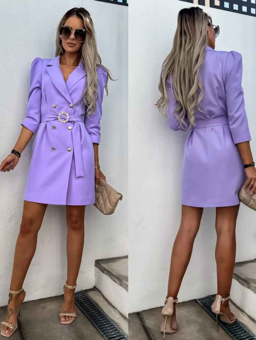 Fashion New Suit Coat Dress With Belt
