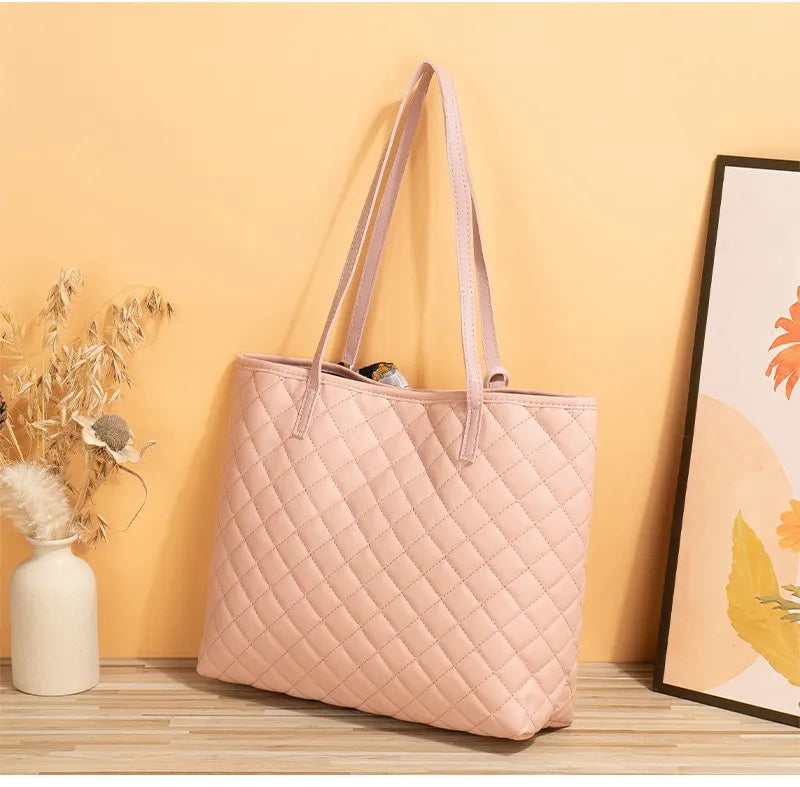 Tote Bag Large Capacity Women's Diamond Plaid Portable
