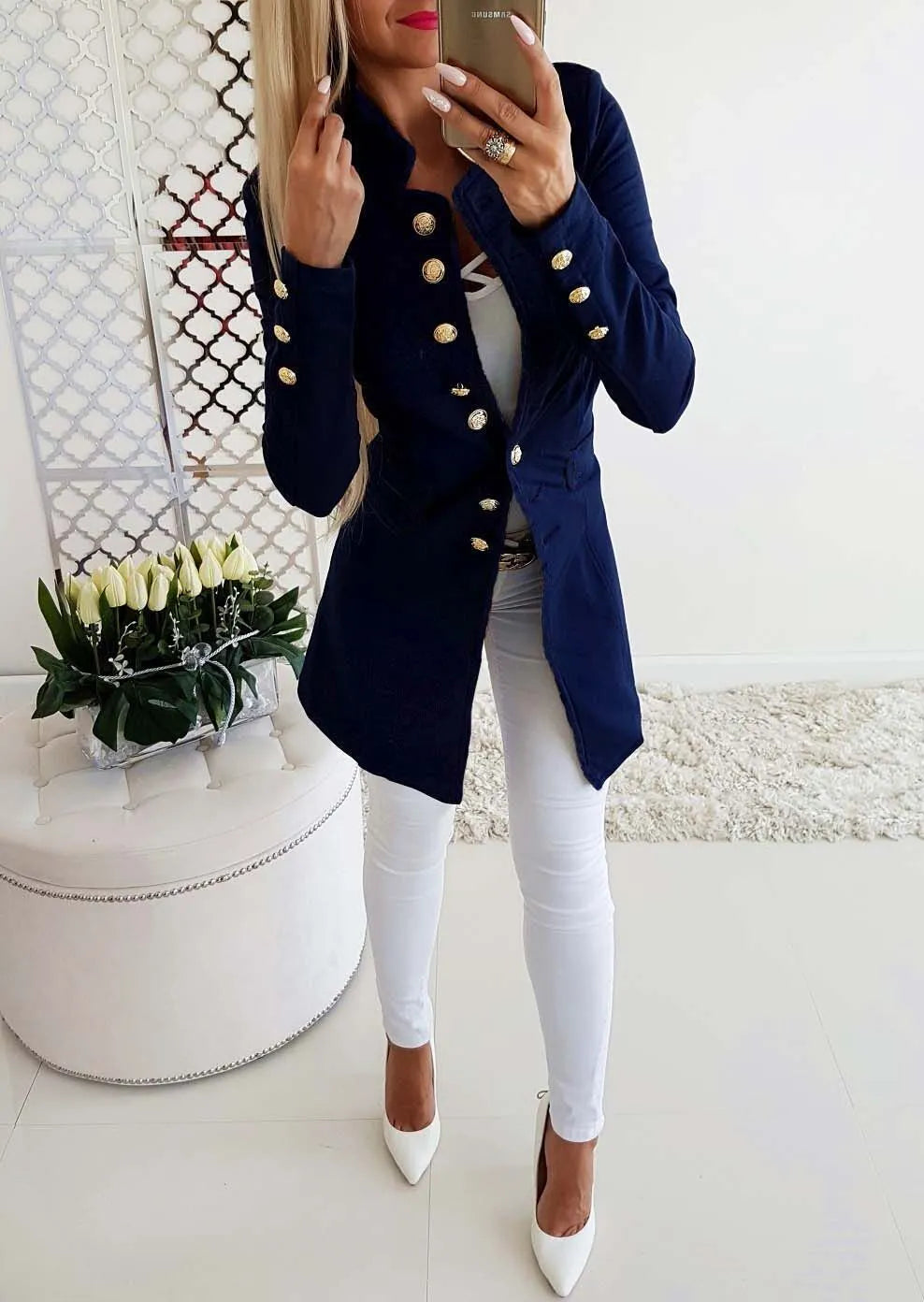 Women's Long-sleeved Breasted Slim Fit Small Business Suit Coat