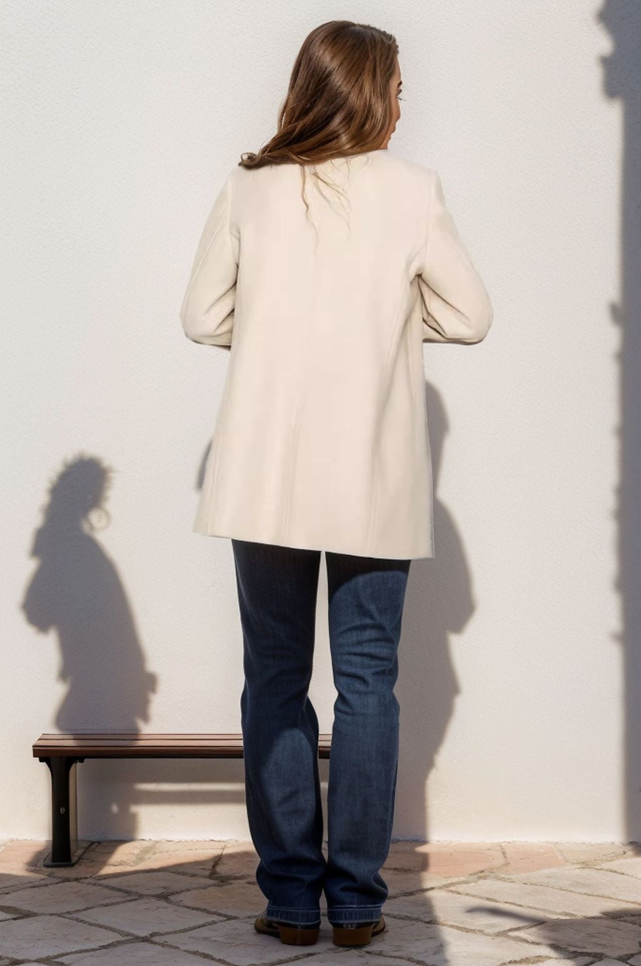 Solid Color Slim Women Woolen Coat Outerwear