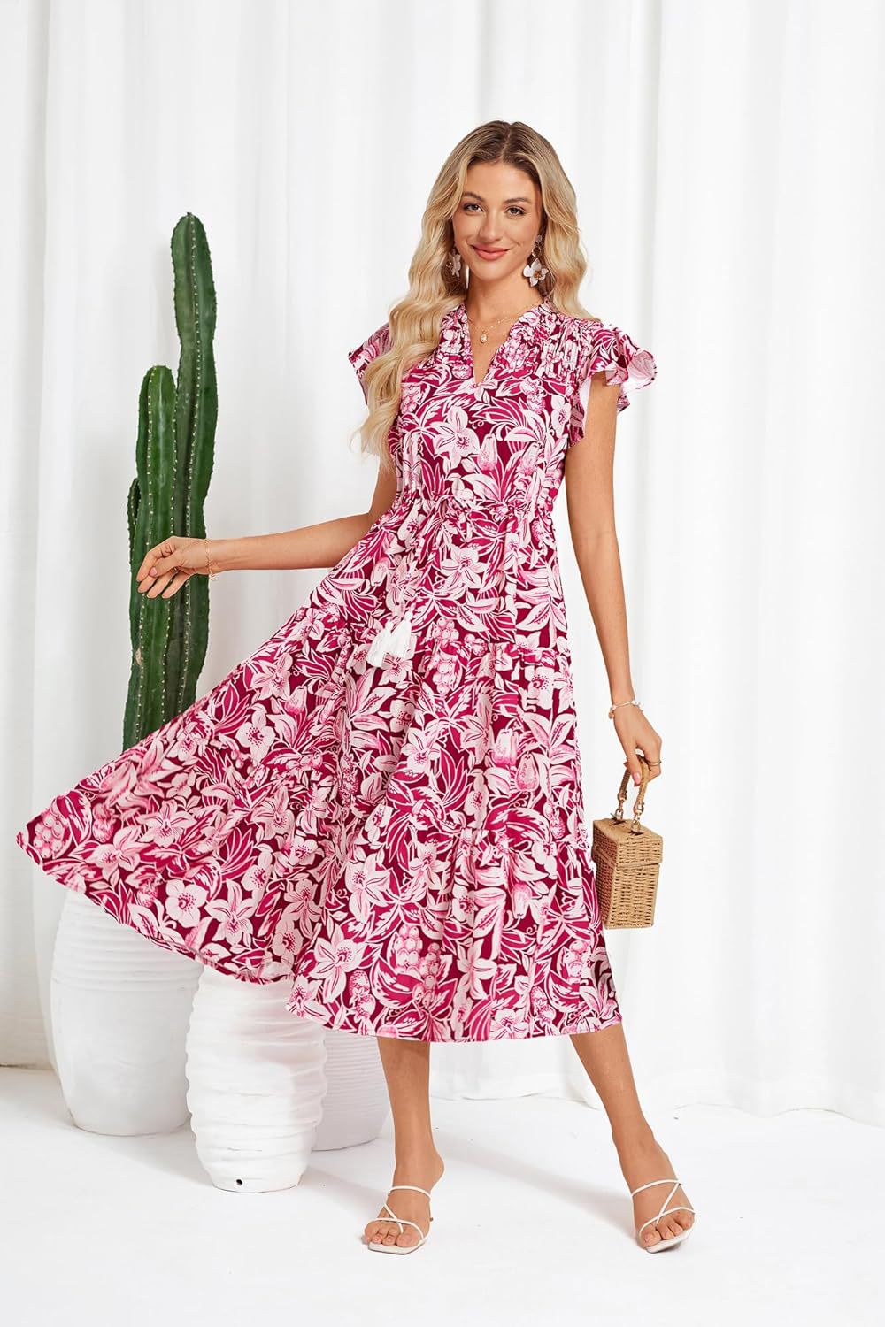 European And American Short Sleeve Tassel Bohemian Vacation Beach Dress