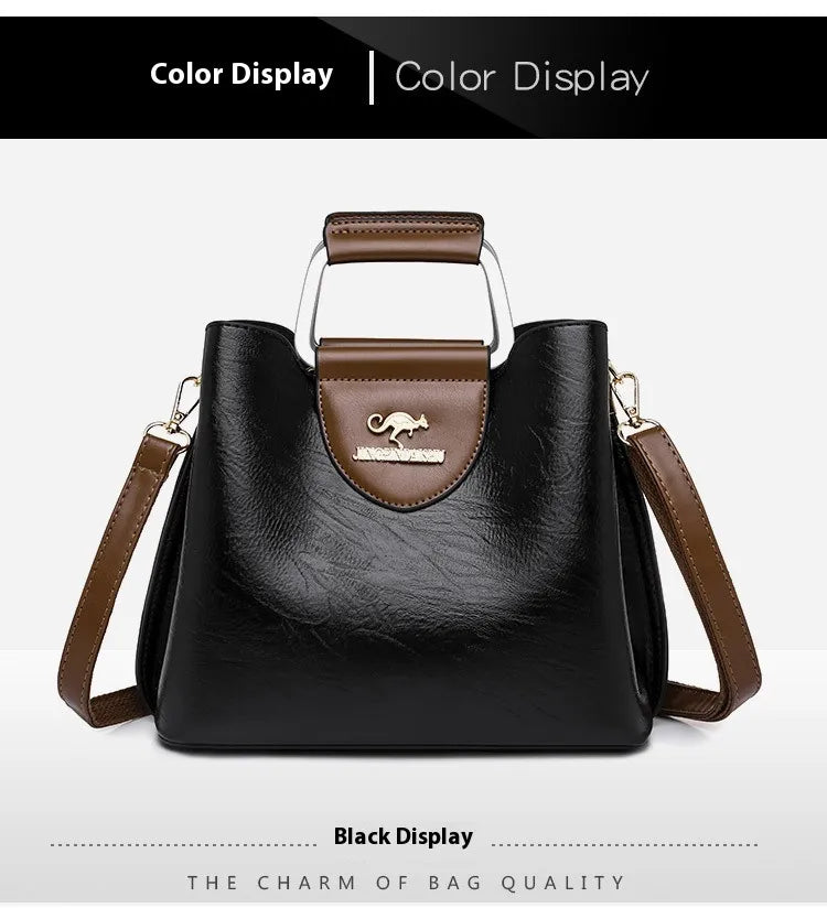 Large Capacity Totes Middle-aged High-grade Soft Leather Shoulder