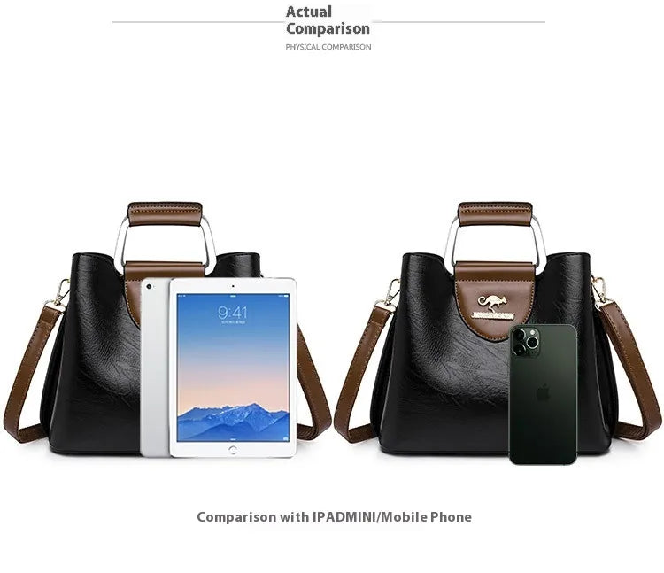 Large Capacity Totes Middle-aged High-grade Soft Leather Shoulder