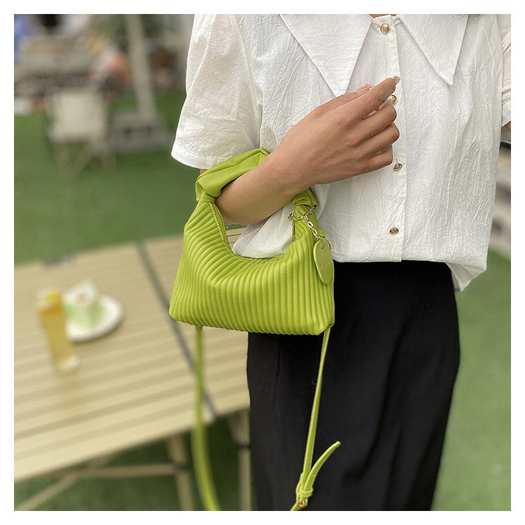 Women Fashion Crossbody Bag PU Leather Pleated Cloud Small Tote Bags Casual Simple Elegant Temperament Messenger Bags