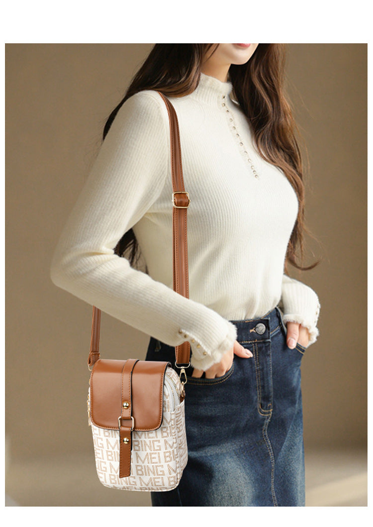 Soft Leather Retro Printed Mini Crossbody Bag