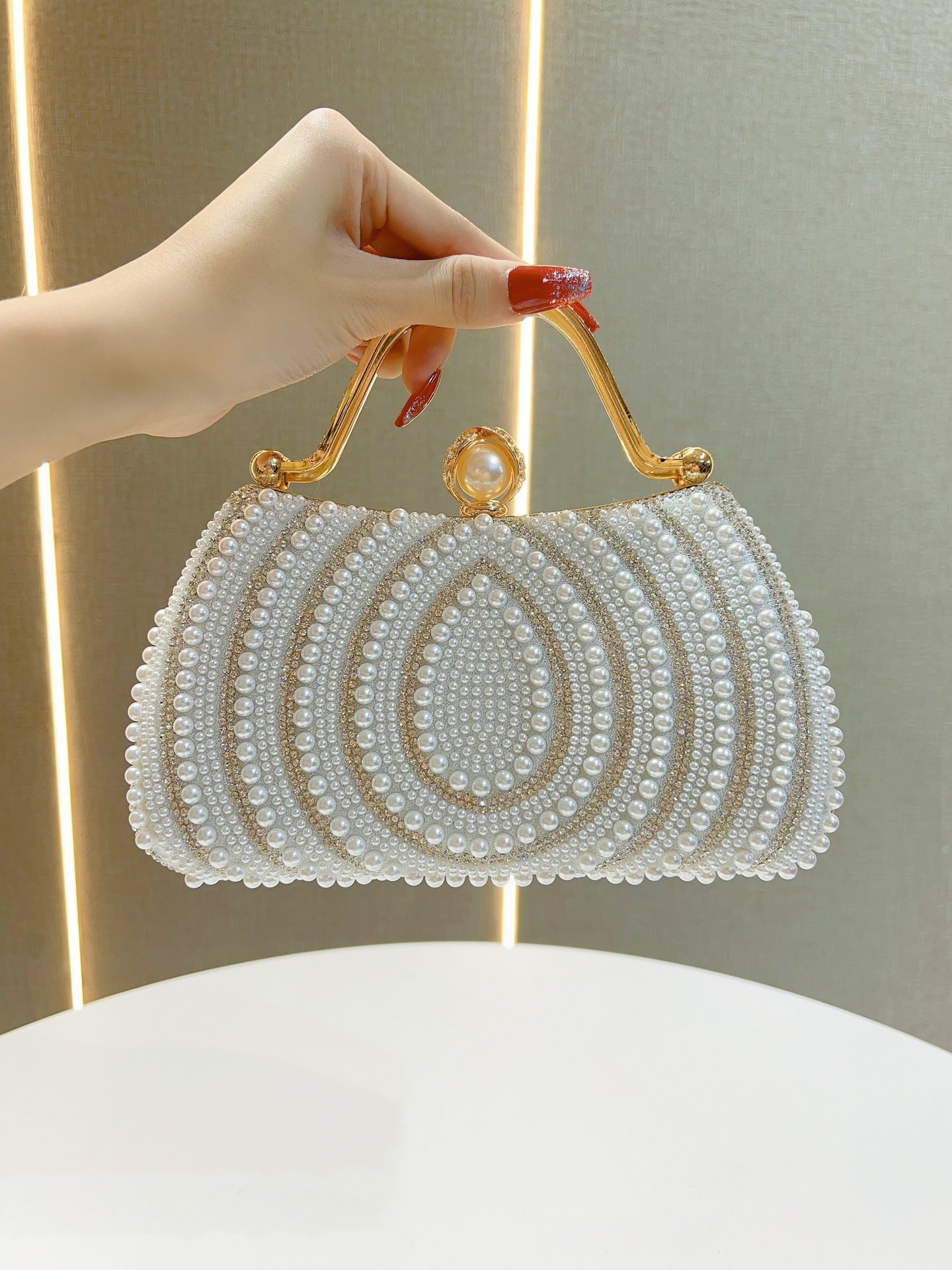 Women's Pearl Diamond Shoulder Handbag