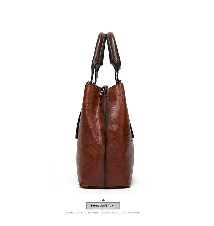 Retro Handbag Contrast Shoulder Women Bag Big Bag