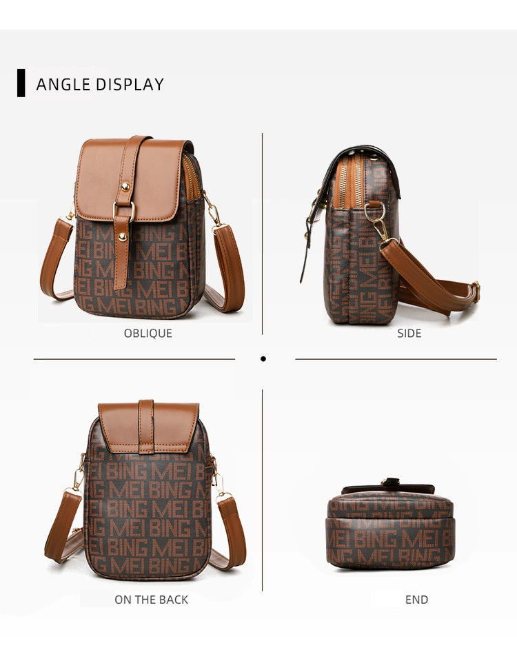 Soft Leather Retro Printed Mini Crossbody Bag