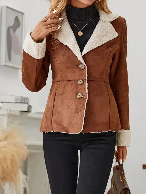 Casual Fashion Cold-proof Warm Fur Integrated Lapel Pocket Jacket