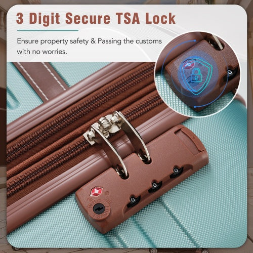 Hardshell Luggage Sets With Bags Lightweight Suitcase Double Spinner Wheels With TSA Lock ,Single Vintage Luggage 24 IN,Green-FREE USA SHIPPING
