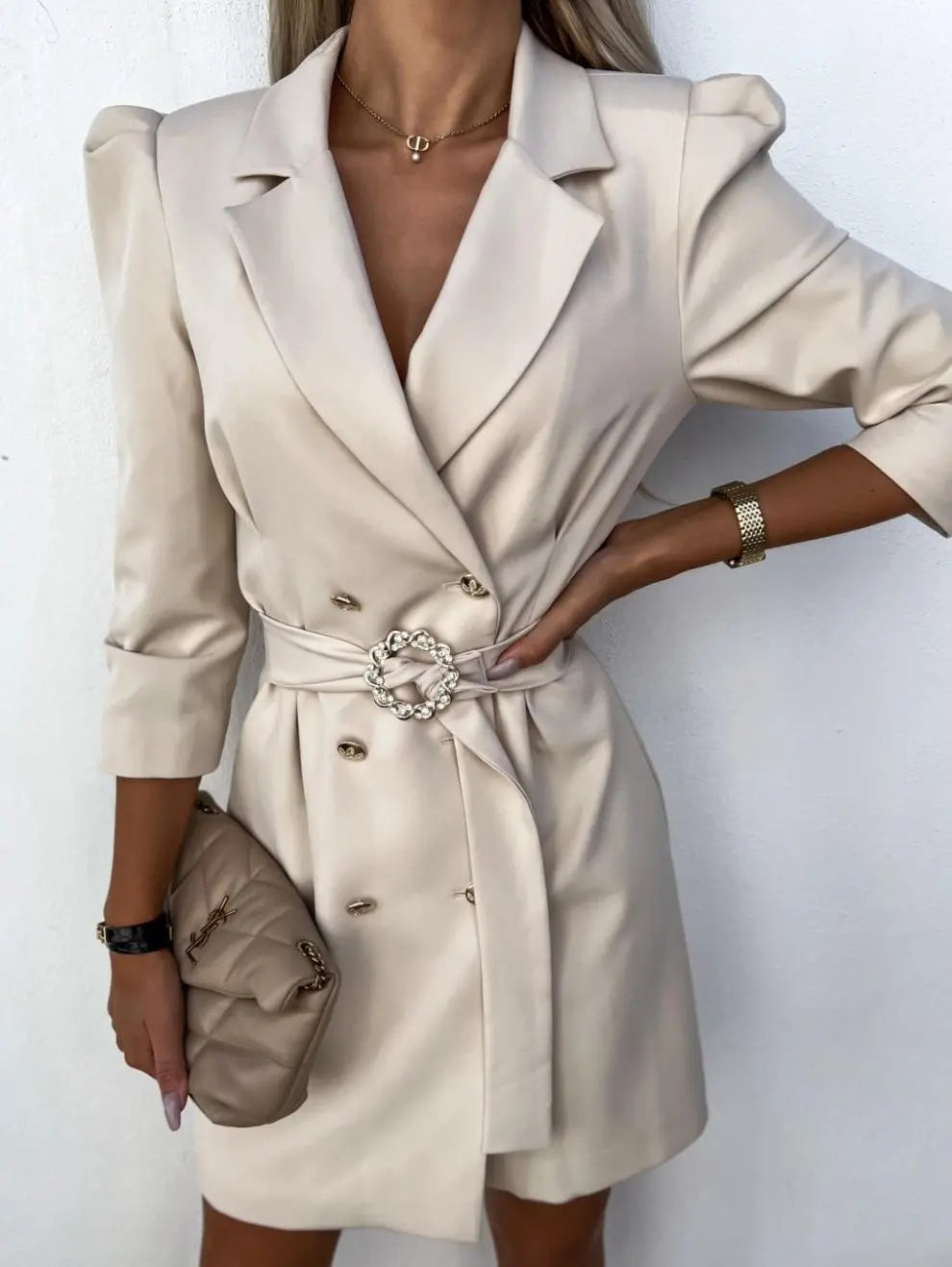 Fashion New Suit Coat Dress With Belt