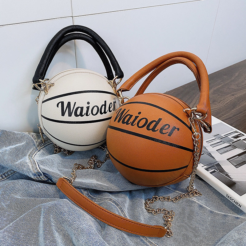 Basketball Shape Chain Shoulder Crossbody Handbags for Women
