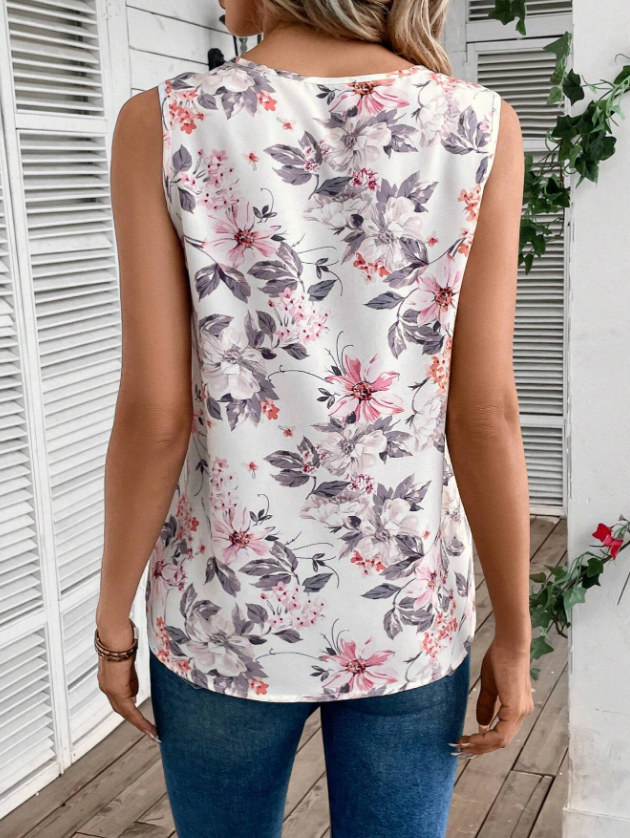 2PCS Women's V-Neck Casual Sleeveless Summer Top Vest Shirt
