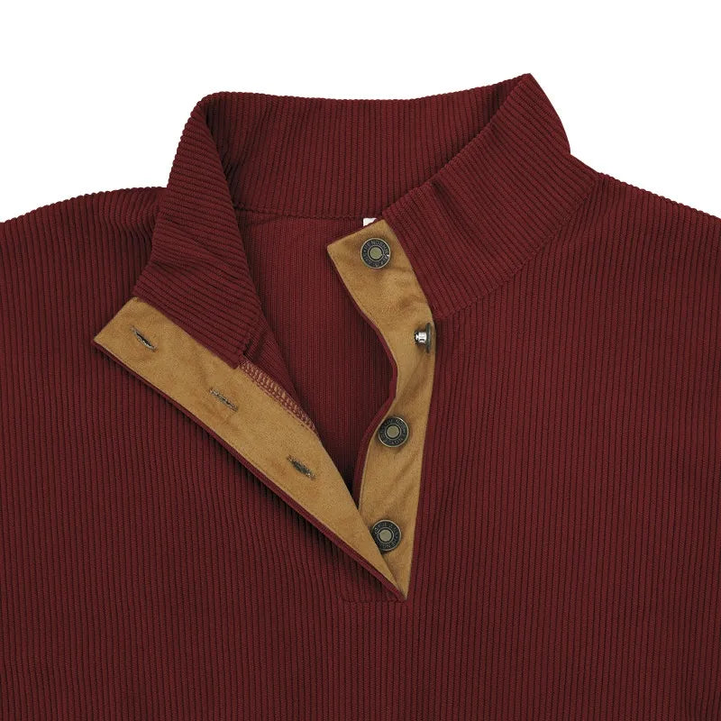 Corduroy Casual Stand Collar Long-sleeved Sweater