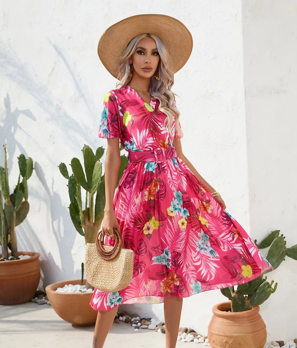 Women's Summer Printed Short Sleeve Dress