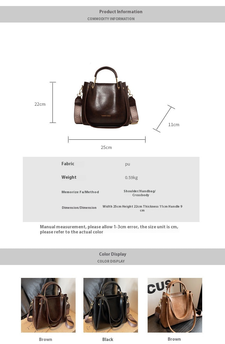 Retro Large Capacity Hand-held Tote Bag Casual Crossbody