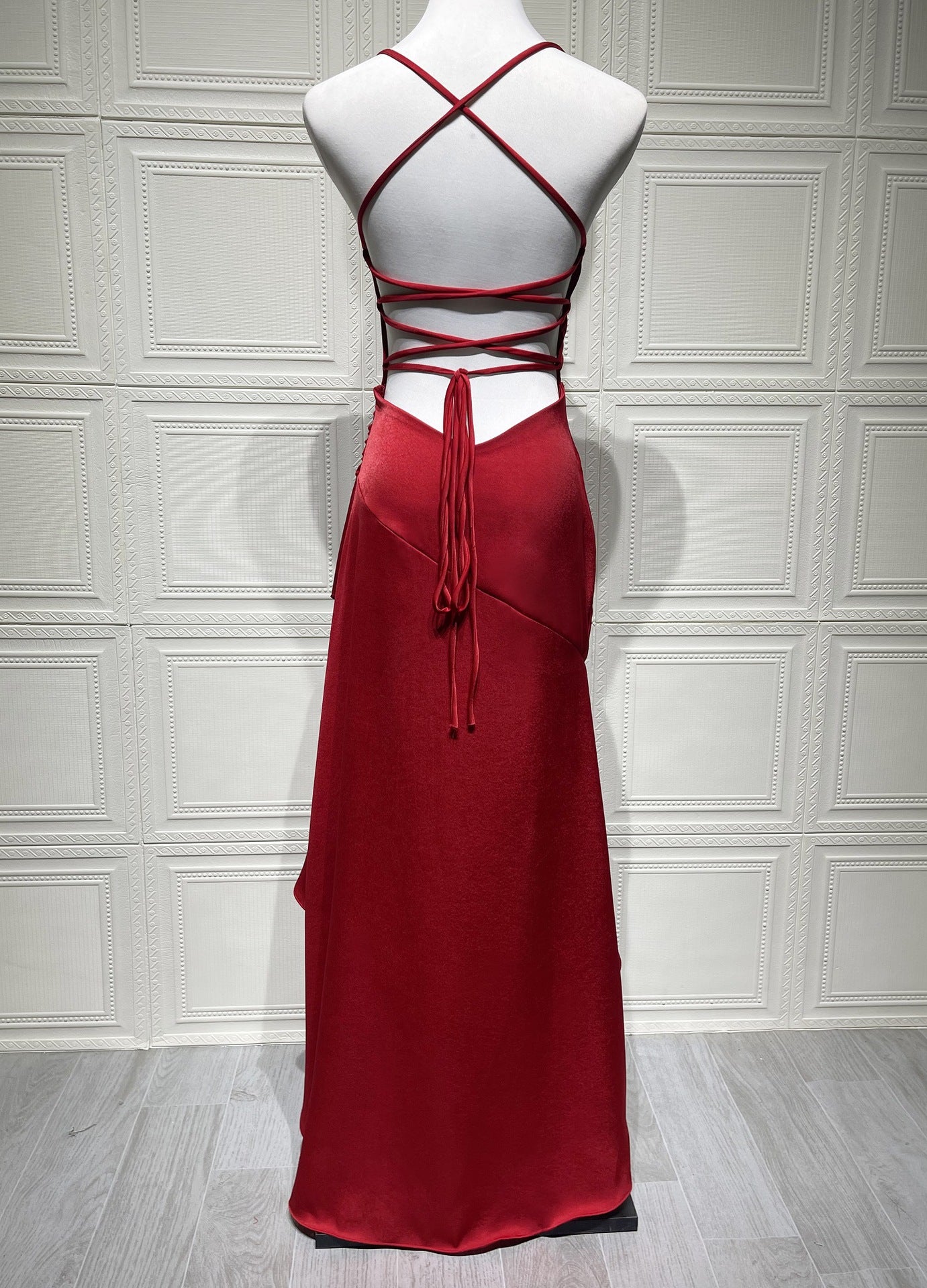 Women's Backless Ruffles Irregular Dress Summer Fashion Evening Party Club Split Suspender Maxi Dresses Clothing