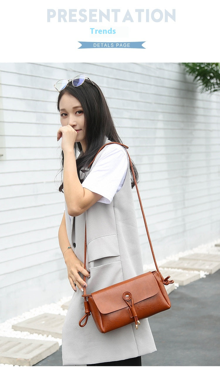 Oil Wax Leather Messenger Women's Fashion Shoulder Bag
