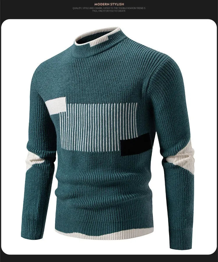 Men's Fashion Trend Multicolor Woven Cotton Velvet Sweater