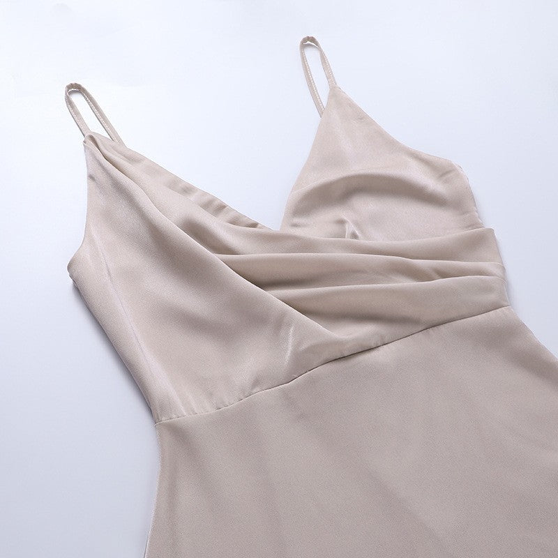 V-neck Slit Sling Dress Summer Fashion Sexy Slim Suspender Dresses For Women Clothing