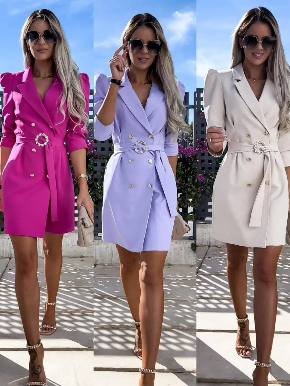 Fashion New Suit Coat Dress With Belt